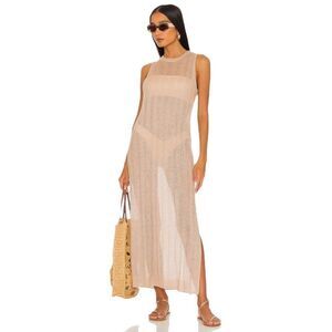 Bella Dahl Sleeveless‎ Side Slit Midi Dress in Dark Sand